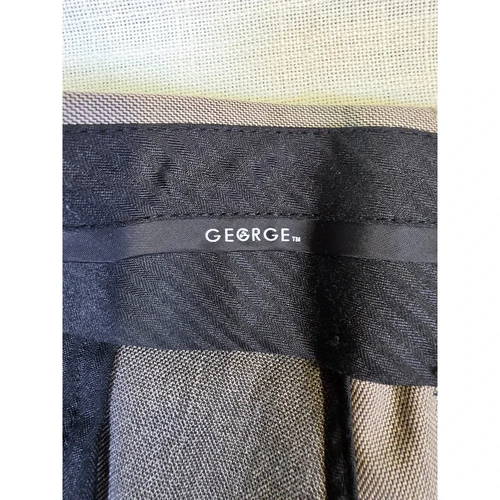 George Mens Pleated Dress Pants Grey 42x30 Cuffed Trousers G168315